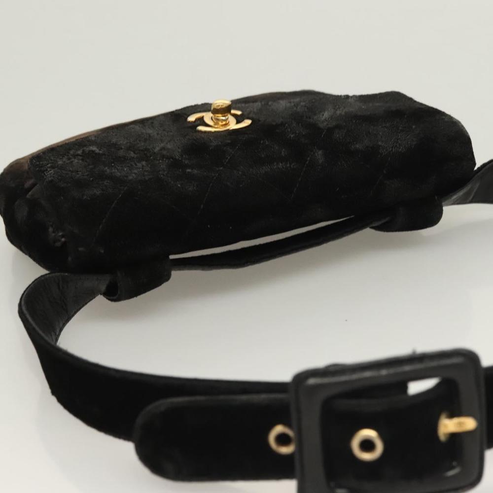 CHANEL Matelasse Waist Bag Velor Black Gold CC Auth bs27796 - Picture 6 of 16